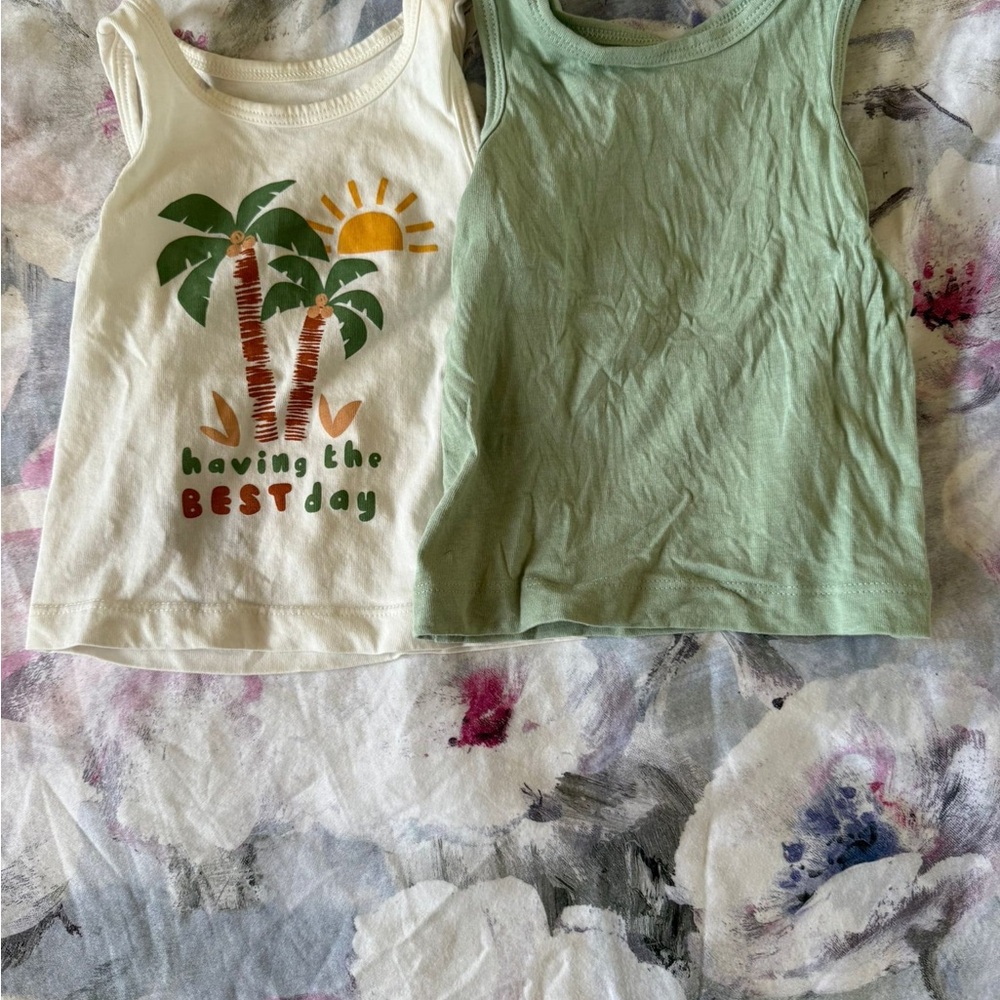 Primark Cream and Green Kids Sleeveless Tops
